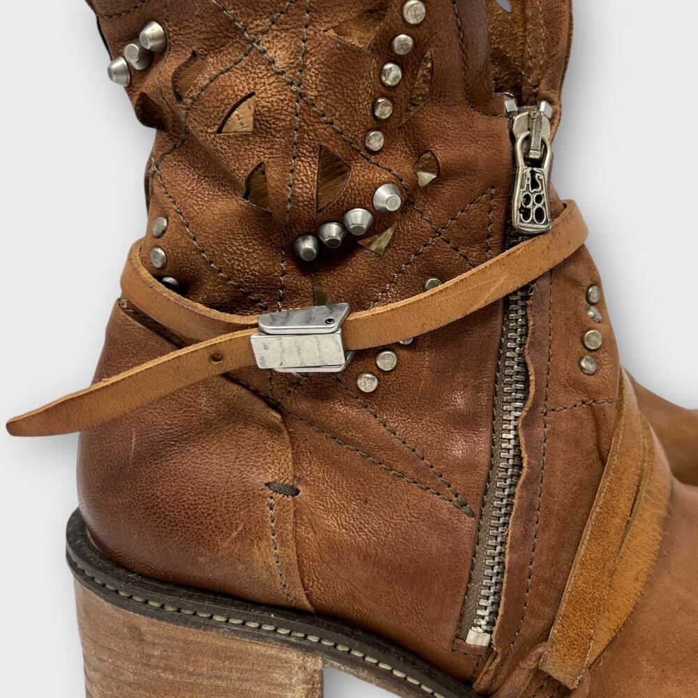 A.S.98 Wyatt Studded Wrap Distress Leather Boot Size 40 - Picture 7 of 16